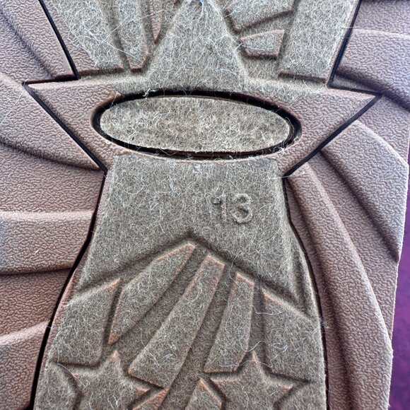 GIRL'S TAN SUEDE BOOTS MULTICOLOR KNITTED BOW AND LINED FAUX FUR, SIZE 13 - Picture 10 of 12